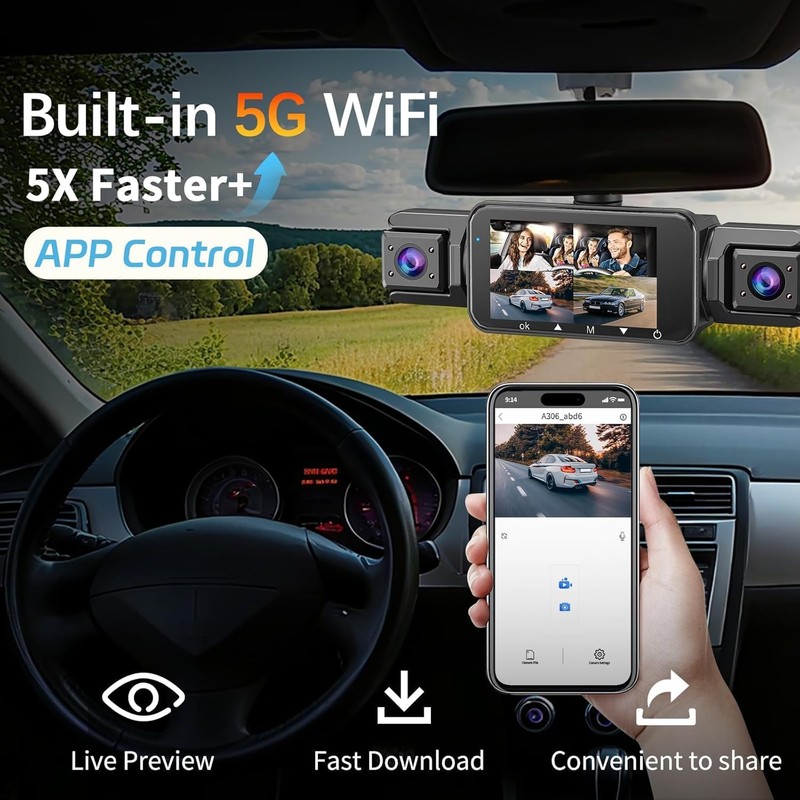 4 Channel Dash Cam Front and Rear Cabin, 360 Dash