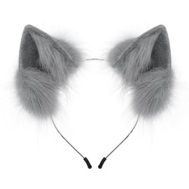 HAOAN Handmade Faux Fur Animal Cat Ears Headband Furry Fox Wolf Hairhoop Headwear Costume Accessory