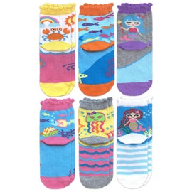 Jefferies Socks Calcetines de sirena para niña, paquete de 6, multicolor, S, Multi, Small