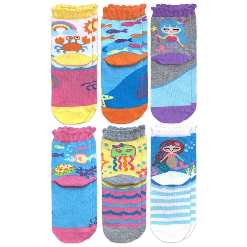 Jefferies Socks Calcetines de sirena para niña, paquete de 6,
