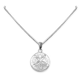 Dainty 925 Sterling Silver Sand Dollar Pendant Necklace for Women Beach Nature Everyday Jewelry Gift for Mom Wife Girlfriend Best Friend Summer Jewelry (14 inches + 2-inch extender)