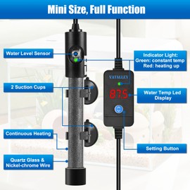 Submersible Fish Tank Heater for Aquarium: 50W/100W/200W/300W/500W Betta Turtle Heaters with Adjstable Temperature Digital LED Controller - Overheating and Off-Water Protection for 40-60 Gallon
