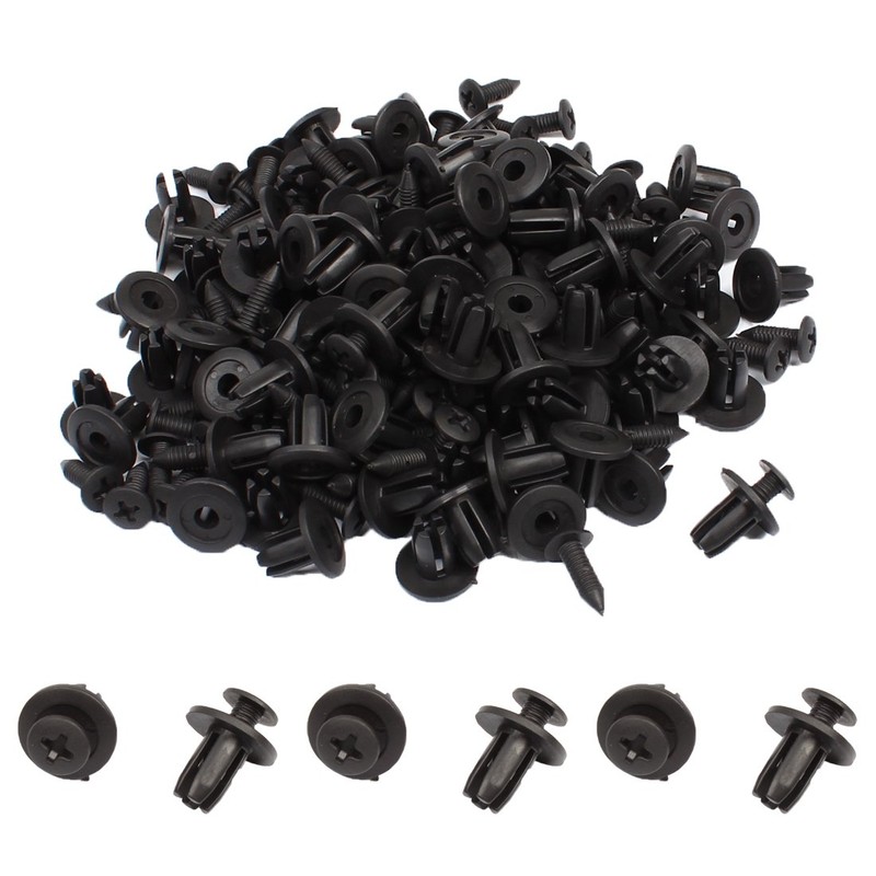 uxcell 100 Pcs 6mm Hole Retainer Clips Plastic Rivets Mud