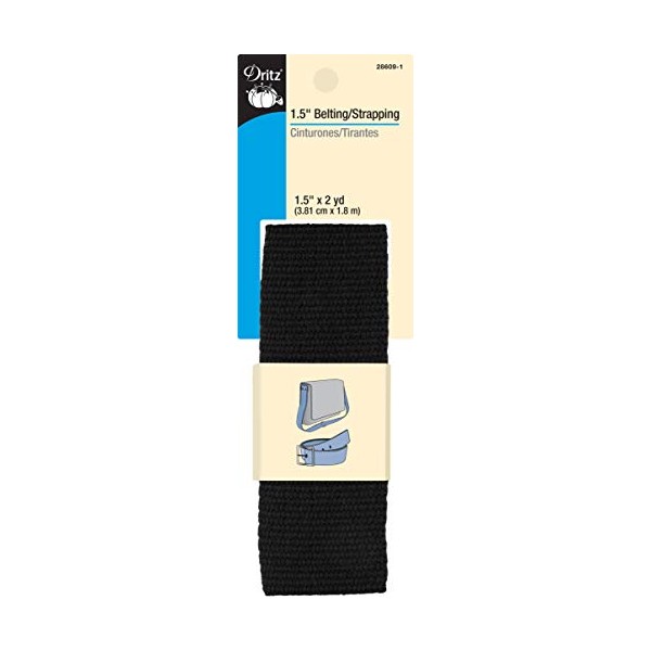Dritz 1-1/2" Straps and Handles, 2-Yards, Black Polyester Belting