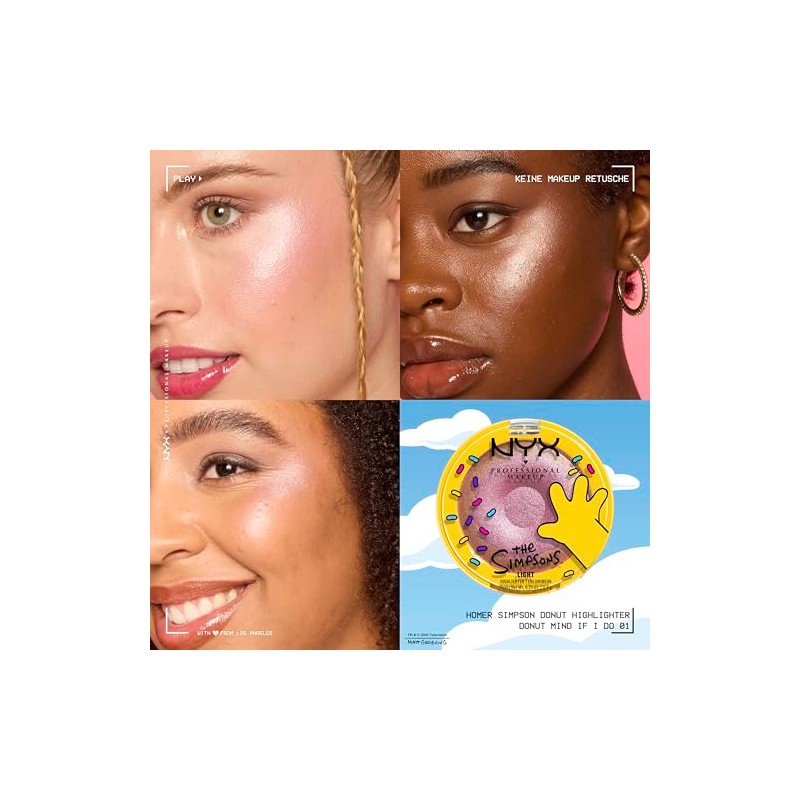 NYX Professional Makeup Homer Simpson Doughnut Highlighter, Frosty, Buttery, High