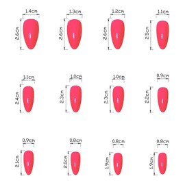 Press on Nails Almond Rose Red Fake Nails: Medium Pure Color Nails Press Ons - 24PCS Acrylic Press on Nails - Glossy Stick on Nails for Women Girls