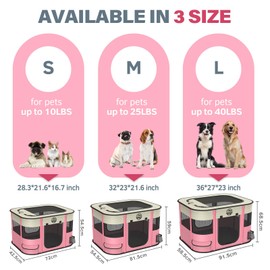 Dog playpen Puppy Play Pens Foldable Pet Crate Cage Kennel for Indoor Collapsible Kitten Enclosure with Carrying Case Food Bowl Travel Outdoor Hamster Rabbit Guinea Pig Small Animals (Pink, M, 1)