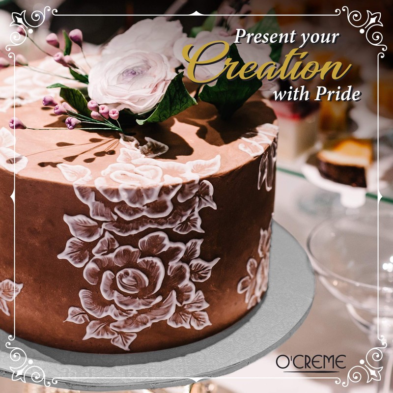 O'Creme Silver Wraparound Cake Pastry Round Drum Board 1/4 Inch