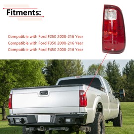 RLB-HILON Right Side Rear Tail Light Assembly Compatible with Ford F250 F350 F450 Super Duty 2008 2009 2010 2011 2012 2013 2014 2015 2016 Year, for BC3Z13404A