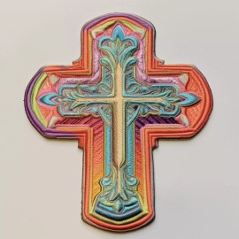 Superheroes Gear Christian Cross Patch Iron-on Applique For Clothing & Crafts, Holy Bible, Jesus - Iron on or Sew on, 2.5 Inches