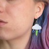 Lightweight Thunder Lightning Bolt Rain Cloud Dangle Earrings with Stainless