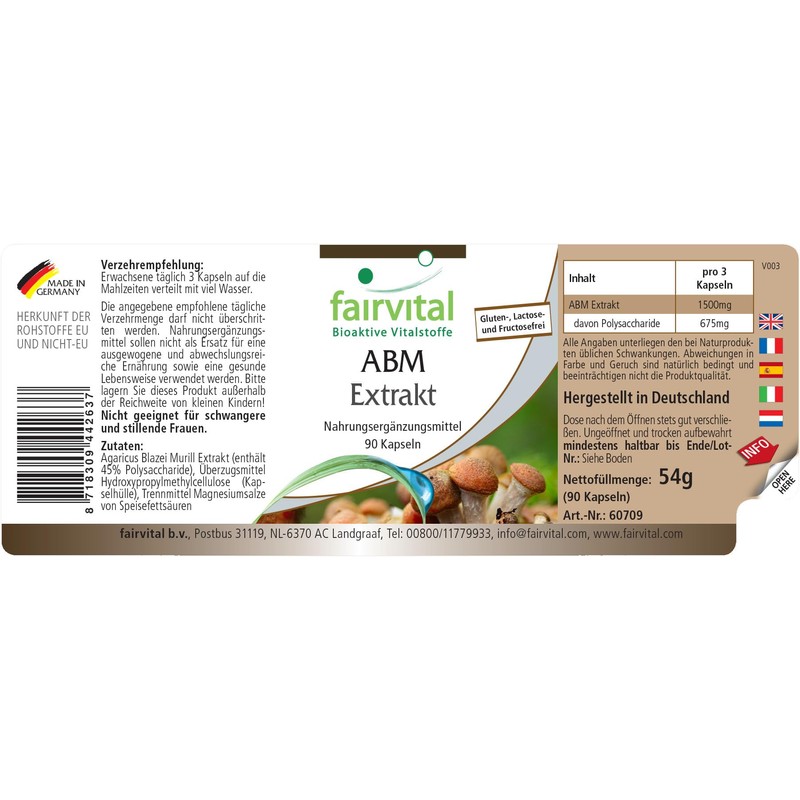 Fairvital Agaricus Extract 500 mg - 90 Capsules - ABM