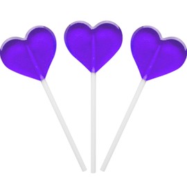 Fruidles Lollipops Mini Heart Shaped Flavored Delicious Lollipop, Individually Wrapped, 5g Lollipop (60 Lollipops, Grape)