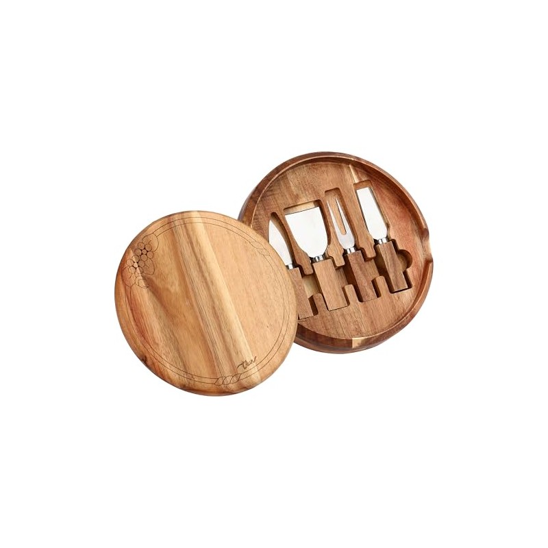 THUN - Set tagliere con coltelli formaggio - legno -