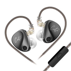 KZ Castor Audífonos monitores IEM intraauditivos, con cable para graves y 2 audífonos dinámicos sintonizables con armadura equilibrada, HiFi con superbajos para músicos (negro, con micrófono)
