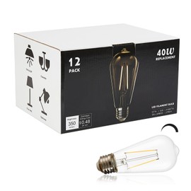 12 Pack Dimmable LED Edison Bulbs 40 Watts Equivalent, 4 Watt LED Filament Bulb, 5000K Daylight ST19 Light Bulb, 400LM E26 Vintage LED Bulbs for Light