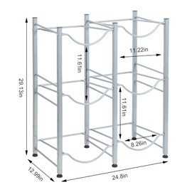 Nandae Water Cooler Jug Rack, 3-Tier Heavy Duty Water Bottle Holder Storage Rack 5 Gallon Water Jug Holder for 6 Bottle, Sliver