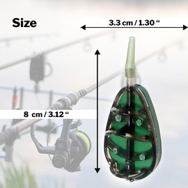 Sheriffdrink 5 Pcs Inline Method Feeders, Brass, Green, Cylinder, Perfect for Long-distance Casting, Lakes and Rivers, All Skill Levels