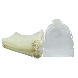 Ankirol 100pcs Sheer Organza Favor Bags 8 X 12 Large Organza Drawstring Bags (cream)