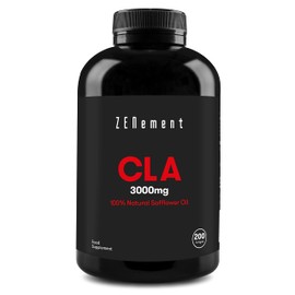 CLA 3000mg (3 softgels), 100% Natural Safflower Oil, 200 Softgels | Gluten Free, Non-GMO | Zenement