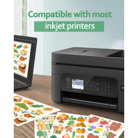 Gwybkq Glossy Printable Vinyl Sticker Paper for Inkjet Printer 25 Sheets 8.5"x11" Adhseive White Labels Decal Papers