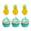 24 piezas Luau 3D Piña Cupcake Toppers Tropical Piña Hoja