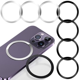 ZukoCert 8 Pcs Ultra Thin Ring Magnets, Magnetic Stickers for Wireless Charging, Compatible with Magnetic Charging Adapters for Phones, Black and Silver
