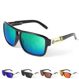 KDEAM Square Polarized Sunglasses for Men Women Unisex Black Outdoor Sport Polarization UV400 Sun Glasses Eyewear Lightweight Square Frame for Golf, Driving & Outdoor Protection(Green Polarized Lens)