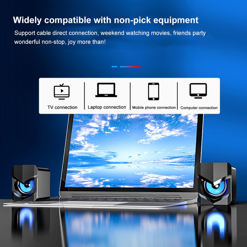 V-158 Mini Desktop Computer Speaker Super Bass Subwoofer 3.5mm Wired