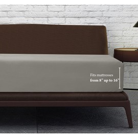 SereneSleep Twin Fitted Sheets Linen - Soft Brushed Microfiber Deep Pocket Fitted Sheet Twin Size - Easy Care, Wrinkle, Fade and Stain Resistance (Twin, Linen)