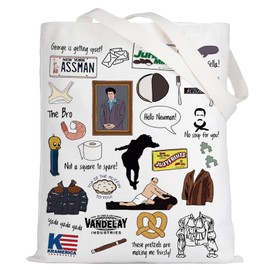 LEVLO George Costanza Tote Bag Elaine & Cosmo Fans Gift George Fans Merchandise, George Costanza Tote