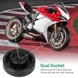 DBREAKS Nut for Ducati Motorcycle Axle Nut Front + Rear Axle Nut Socket Tool for Ducati 1098, 1198, 1199, Multistrada 1200, 1260/SW 55 mm and 30 mm