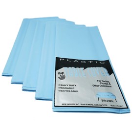 Heavy Duty Plastic Disposable & Reusable Table Covers, Rectangular Size 54" x 108" (Pack of 5) - Baby Blue