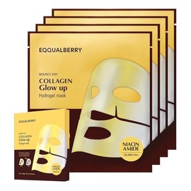 EQQUALBERRY Mascarilla Facial Coreana Hidratante con Colágeno y Niacinamida - Collagen Mask Iluminadora - Mascarillas Faciales Coreanas para Brillo...