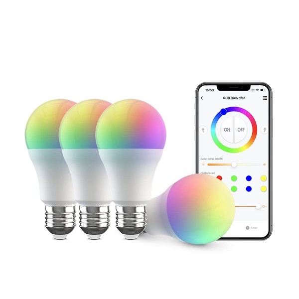 Broadlink FastCon Smart Bulb LB4E26 4-Pack, Color Changing with Music Sync, A19/E26/9W/800LM/110V, Compatible with Alexa and Google Home, GW4C Hub Required