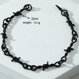 Punk Thorns Bracelet for Men Women Metal Chain Gothic Necklace Hiphop Rock Jewelry Gift - Black