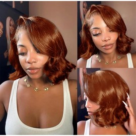 MS. MERRY Bob Ginger Wig Human Hair 13x6 HD Frontal Lace Wigs for Black Women Human Hair Short Body Wave Bob Lace Front Wigs Human Hair 10 Inch