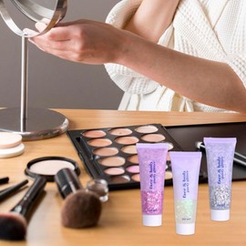 3 Frascos De Gel De Purpurina Gruesa para Cuerpo, Cabello, Uñas, Sombra De Ojos Y Purpurina Líquida De Lentejuelas De Sirena Resistente Agua