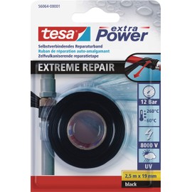 tesa tesa extra Power Extreme Repair Reparaturband - Selbstverschwei?endes Reparaturband aus Silikon zum Isolieren und Abdichten - 2,5 m - Schwarz