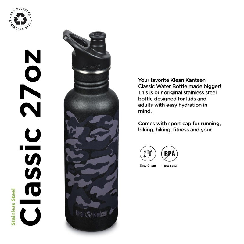 Klean Kanteen Unisex - Adult Klean Kanteen-1008927 Bottle, Black Camo,