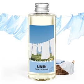 STRN Linen Essential Oil Reed Diffuser Refill 200ml Long-Lasting Aromatherapy, Natural Fragrance Liquid with Eco-Friendly Bottle for Home, Bedroom, Spa
