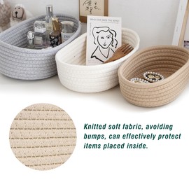 Spesh Storage Basket, Set of 3 Cotton Baskets, Storage Basket Made of Cotton Rope Baskets, Braided Organiser Boxes for Children's Room, Bathroom, Living Room (Grey)
