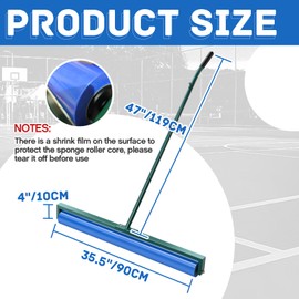 Suclain Tennis Court Squeegee 36 Inch PVA Foam Tennis Sponge Roller Lightweight Removes Water Quickly Clear Floors Tool for Tennis Basketball Sports Courts Garages(Blue,1pcs)