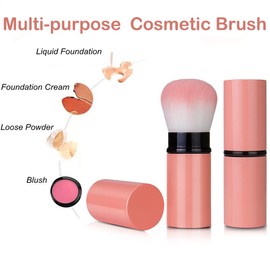 RN BEAUTY Retractable Kabuki Brushes Foundation Brush Powder Brush Blush Brush Extensible Makeup Brush Face Blender Brush Professional Mineral Blending Buffing Concealer Brush Aluminum Case Portable