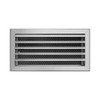 Aluminium ventilation grille with curved slats that are all moved