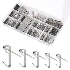 Picture Hanging Kit 237 Pieces, Picture Hangers Holds 10LB 20LB 30LB 50LB 100LB, Heavy Duty Picture Hanging Hooks with Nails for Hanging Pictures on Drywall Wooden Wall, Silver