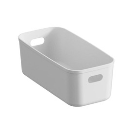 NEPA Market White Plastic Bins/Storage Organizers - Pantry Baskets, Bins for Shelves, Organizer and Storage for Bathroom, Bedrooms, Kitchens and More - Small Size (1 Pack)