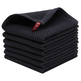 BW&HM Barista Cloth Black Dish Cloth Cotton Dish Cloth Washable Coffee Tea Towel for Kitchen Household Cleaning Cloth 33 x 33 cm Pack of 6