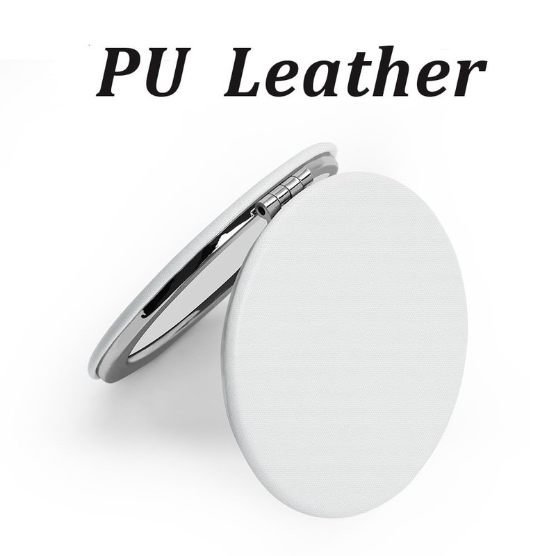 MLLXX Compact Mirror for Purse, PU Leather Round Shell, Double-Sided