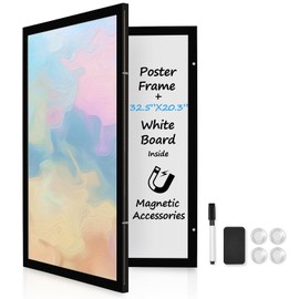 YCCYYCCY Black Hidden Board, Enclosed Whiteboard with Wooden Frame, 20x30in Poster Frame and Functional Whiteboard for Office, Home(Poster Not Included)